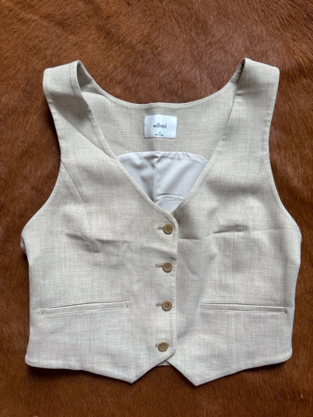 Aritzia Wilfred Beige Heather Tailored Vest